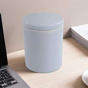Asking 0.5 Gallon Tiny Plastic Desktop Trash Can Blue Gray