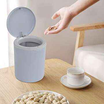 Asking 0.5 Gallon Tiny Plastic Desktop Trash Can Blue Gray