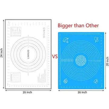 Silicone Pastry Mat Extra Thick Non Stick Baking Mat, Fondant Mat,Counter Mat,Dough Rolling Mat, Oven Liner, Pie Crust Mat