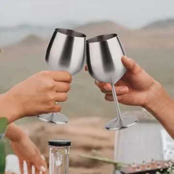 Elegant Stainless Steel Wine Glass Set - Durable & Stylish