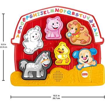 Fisher-Price Toddler Shape Sorting Toy Laugh & Learn Farm Animal Puzzle with Music & Sounds for Kids Ages 1+ Years​