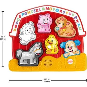 Fisher-Price Toddler Shape Sorting Toy Laugh & Learn Farm Animal Puzzle with Music & Sounds for Kids Ages 1+ Years​