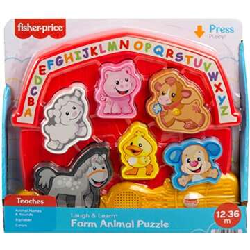 Fisher-Price Toddler Shape Sorting Toy Laugh & Learn Farm Animal Puzzle with Music & Sounds for Kids Ages 1+ Years​