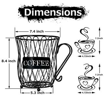 Stegodon K Cup Holder with Stickers, Large Capacity Coffee Capsule Organizer, 50 k cup storage organizer, Kcups Pod Organizer for Coffee Bar Accessories&Decor, Coffee Pod Storage Holder for Counter