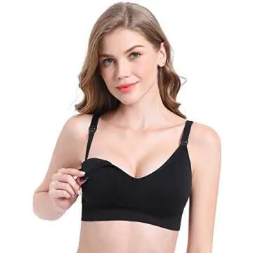 Suekaphin Nursing Bra 5pack Wireless Deep V Neck Maternity Nursing Bra Bralette Sleeping Breastfeeding with Extenders,XLarge,Black/Nude/White/Gray/Lightblue