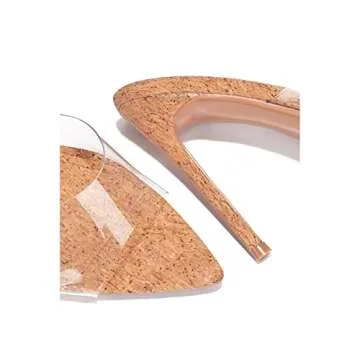 Cape Robbin Melrose Nude Clear Cork Slip-On Mule Pointy Open Toe Stiletto Heel (8)