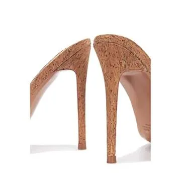 Cape Robbin Melrose Nude Clear Cork Slip-On Mule Pointy Open Toe Stiletto Heel (8)