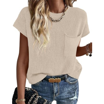 MISSACTIVER Women Vintage Sleeveless Knit Sweater Vest Loose Fit Mock Neck Cap Sleeve Casual Tank To...