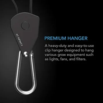 AC Infinity, Adjustable 1/8” Rope Hanger, Heavy-Duty Stainless Steel Gears Ratchets, 150 lbs Weight Capacity, 1 Pair