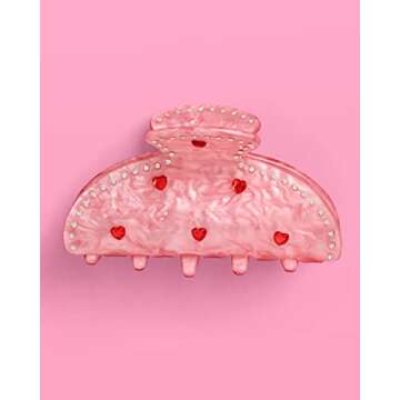 xo, Fetti Heart Claw Clip, Pink Acrylic Hair Clip | Bachelorette Goodie Bag, Bday Accessory, Valentines Party, Bridesmaid Gift