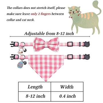 STMK 2 Pack Easter Cat Collar Bandana with Bell, Breakaway Easter Cat Bandana Collars with Bell Charm for Easter Holiday Cats Kittens Costumes (Easter Bow Tie Collar & Bandana Collar)