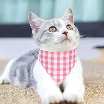 STMK 2 Pack Easter Cat Collar Bandana with Bell, Breakaway Easter Cat Bandana Collars with Bell Charm for Easter Holiday Cats Kittens Costumes (Easter Bow Tie Collar & Bandana Collar)