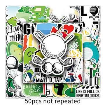 50 Pcs Waterproof Golf Stickers - Trendy Decals for Teens and Adults