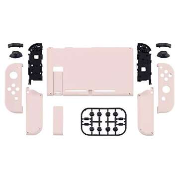 eXtremeRate DIY Replacement Shell Buttons for Nintendo Switch, Cherry Blossoms Pink Back Plate for Switch Console, Custom Housing with Full Set Buttons for Joycon Controller [Only Shell, NO Console]