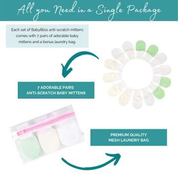 Anti-Scratch Baby Mittens - Pack of 7 Unisex Newborn Mitts - No Scratch Gloves for Boys and Girls - ...