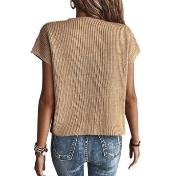 KIRUNDO Womens Spring Cap Sleeve Tops 2025 Summer Casual Crew Neck Lightweight Sweater Vest Ribbed K...