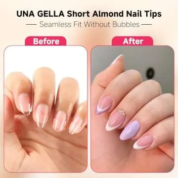 UNA GELLA Extra Short Almond Nail Tips Half Cover Short Almond Shape Gel Nail Tips Matte 216pcs Clear Gelly Almond Gel x Tips for Saving Nail Extension DIY Nail Art, Self-handle 12Sizes