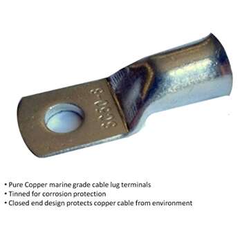 4 AWG 4 Gauge Single Red 3 feet w/ 5/16" Lugs Pure Copper PowerFlex Battery Inverter Cables for Solar, RV, Auto, Marine Car, Boat