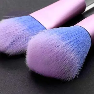 RAEEIKPHZ Unicorn Fan Makeup Brush Set,Crystal Sparkles Blue Blush Powder Fan Lip Eye Shadow Eyebrow Eye Blender Brush in Set