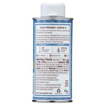 La Tourangelle, Organic Flaxseed Oil, Essential Omega-3 to Improve Heart Health, Vegan, Non-GMO, Glu...