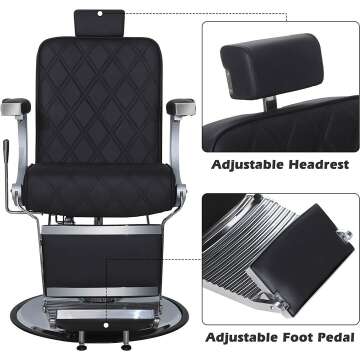 Vintage Heavy Duty Barber Chair - All Black Design