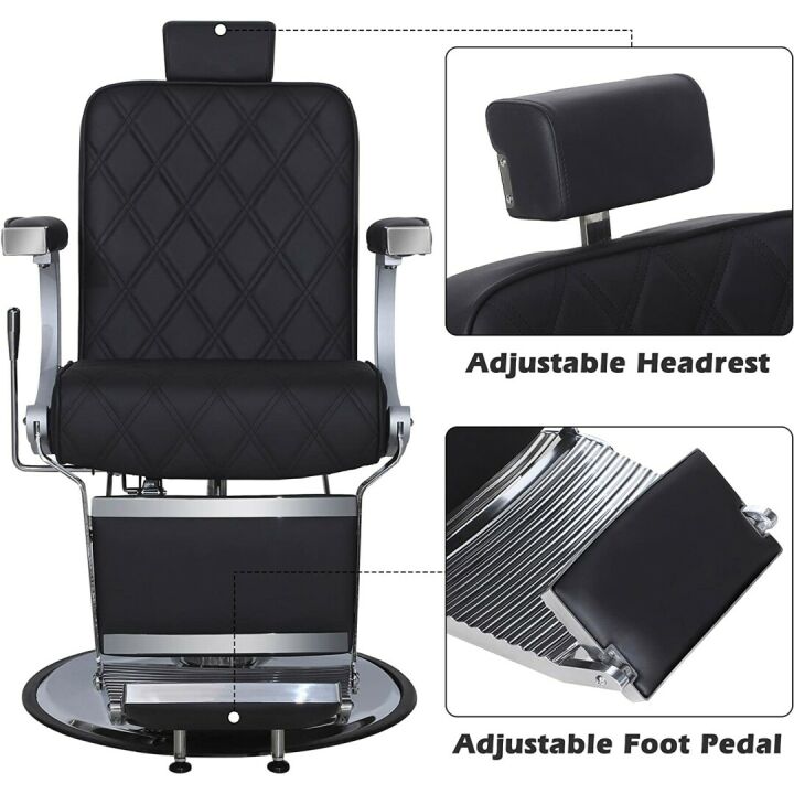 Vintage Heavy Duty Barber Chair - All Black Design