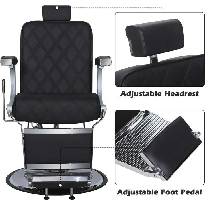 Vintage Heavy Duty Barber Chair - All Black Design