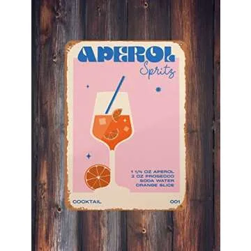 Decluezw Cocktail Aperol Spritz Metal Sign for Vintage Decor
