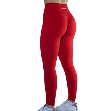 AUROLA Workout Leggings for Women Seamless Scrunch Yoga Pants Tummy Control Gym Fitness Sport Active Leggings 25'' (S, Fiery Red)