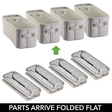 MetroDecor mDesign Cotton Fabric Bathroom Storage Bin for Magazines, Toilet Paper, Bath Towels - Pack of 4, Small, Light Gray