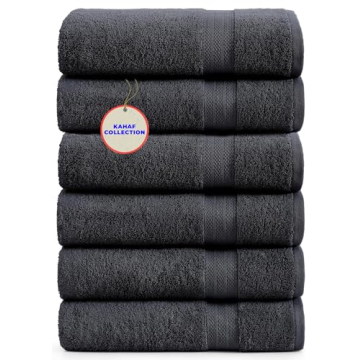 KAHAF COLLECTION 100% Cotton Bath Towels, 24x48 Pack of 6, Quick Dry, Highly Absorbent, Soft Feel To...