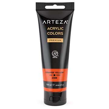 ARTEZA Acrylic Paint Orange Yellow Color (120 ml Pouch, Tube), Rich Pigment, Non Fading, Non Toxic, ...