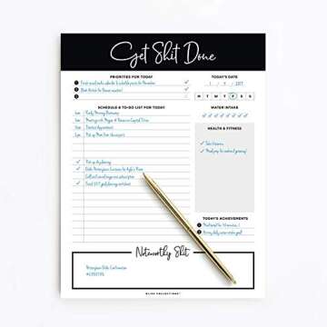 Bliss Collections Daily Planning Pad, To Do List Notebook - Get Stuff Done - Undated Tear-Off Sheets Notepad - Work Calendar, Organizer, Scheduler for Goals, Tasks, Ideas - 8.5" x 11", 50 Sheets