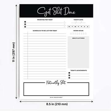 Bliss Collections Daily Planning Pad, To Do List Notebook - Get Stuff Done - Undated Tear-Off Sheets Notepad - Work Calendar, Organizer, Scheduler for Goals, Tasks, Ideas - 8.5" x 11", 50 Sheets