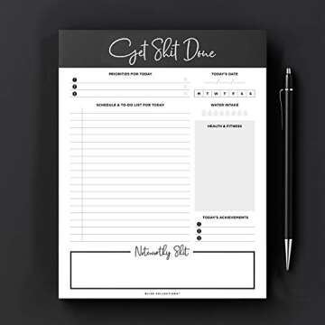 Bliss Collections Daily Planning Pad, To Do List Notebook - Get Stuff Done - Undated Tear-Off Sheets Notepad - Work Calendar, Organizer, Scheduler for Goals, Tasks, Ideas - 8.5" x 11", 50 Sheets