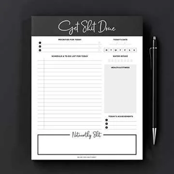 Bliss Collections Daily Planning Pad, To Do List Notebook - Get Stuff Done - Undated Tear-Off Sheets Notepad - Work Calendar, Organizer, Scheduler for Goals, Tasks, Ideas - 8.5" x 11", 50 Sheets