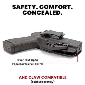 Rounded IWB Holster Fits: S&W Shield 9MM 40SW 3.1in Holster - RH - Black Kydex - Concealment Express - American Made