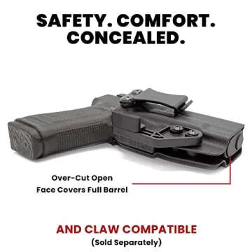 Rounded IWB Holster Fits: S&W Shield 9MM 40SW 3.1in Holster - RH - Black Kydex - Concealment Express - American Made