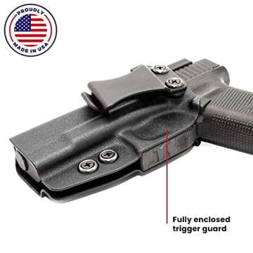 Rounded IWB Holster Fits: S&W Shield 9MM 40SW 3.1in Holster - RH - Black Kydex - Concealment Express - American Made