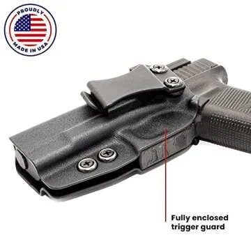 Rounded IWB Holster Fits: S&W Shield 9MM 40SW 3.1in Holster - RH - Black Kydex - Concealment Express - American Made