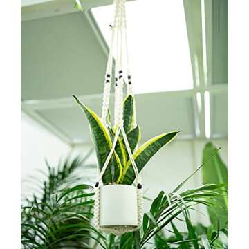 USESMTLE Macrame Plant Hangers 5 Pack Hanging Planters Indoor Outdoor Plant Hangers Handmade Hanging Basket Flower Pots Stand Holder with 10 Hooks for Home Decor Ceiling Wall Planters Hanging, Beige