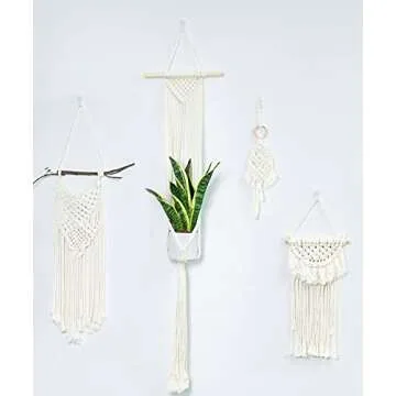 USESMTLE Macrame Plant Hangers 5 Pack Hanging Planters Indoor Outdoor Plant Hangers Handmade Hanging Basket Flower Pots Stand Holder with 10 Hooks for Home Decor Ceiling Wall Planters Hanging, Beige