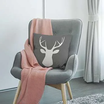 HGOD DESIGNS Throw Pillow Case Woodland Deer Head Cotton Linen Square Cushion Cover Standard Pillowcase for Men Women Home Decorative Sofa Armchair Bedroom Livingroom 18 x 18 inch
