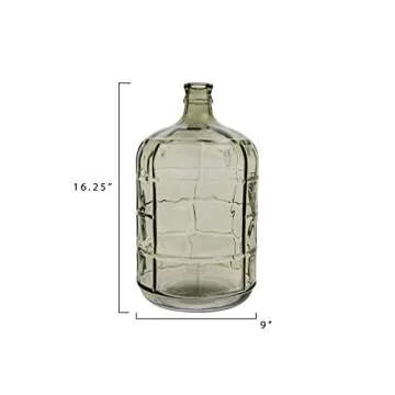 Creative Co-Op Medium Transparent Green Vintage Reproduction Glass Bottle with Embossed Rectangle Design