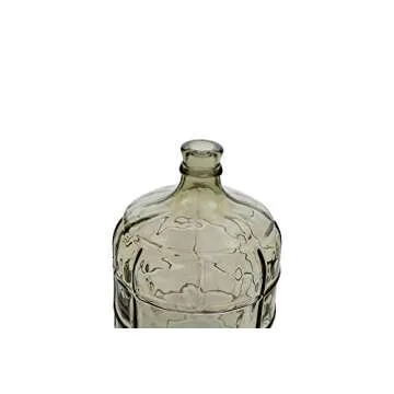 Creative Co-Op Medium Transparent Green Vintage Reproduction Glass Bottle with Embossed Rectangle Design