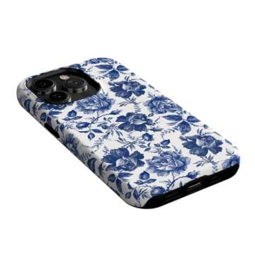 Casely iPhone 14 Pro Max Case | Rose to Fame Coquette | Blue & White Rose Floral Compatible with Mag...