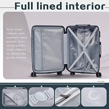 Coolife Expandable Luggage Set with TSA Lock