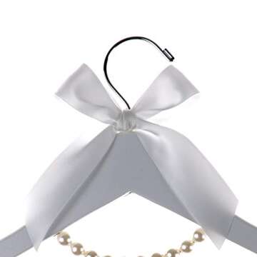 Vnque Wedding Dress Hanger Bride Hanger Wire Hanger Bridal Gift (White Silver Wire)