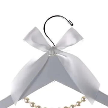 Vnque Wedding Dress Hanger Bride Hanger Wire Hanger Bridal Gift (White Silver Wire)