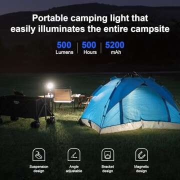 WUBEN F5 Camping Lantern Rechargeable, 5200mAh Portable Led Camping Lights, 500LM Camping Flashlight...
